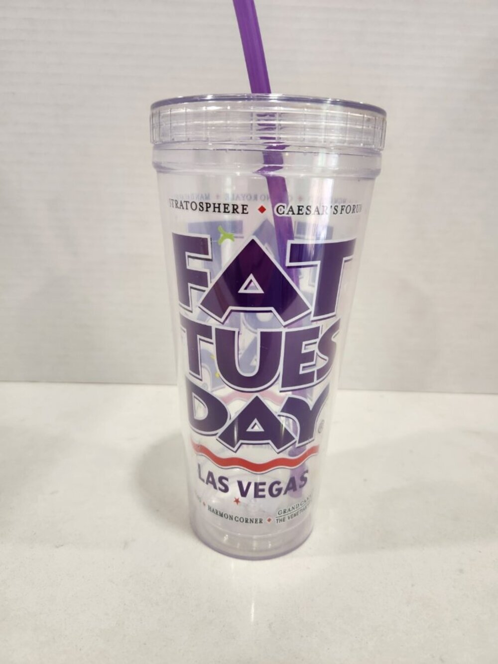 Fat Tuesday Stratosphere Las Vegas 24 Oz Refillable Tumbler Cup With Straw